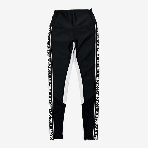 ALO Yoga Logo Colorblock Trainer Leggings Small Gym Workout Fitness Athleisure - Picture 1 of 9